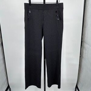 Betabrand Black Pinstripe Yoga Dress Pants 3 Button Pocket - Size Large Petite
